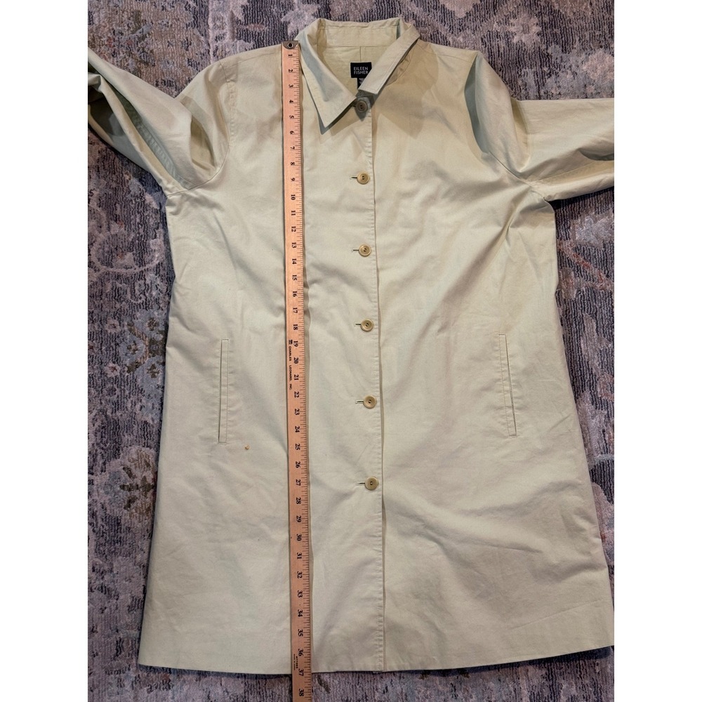 Eileen Fisher Cream Button-Front Trench Coat - Picture 7 of 8